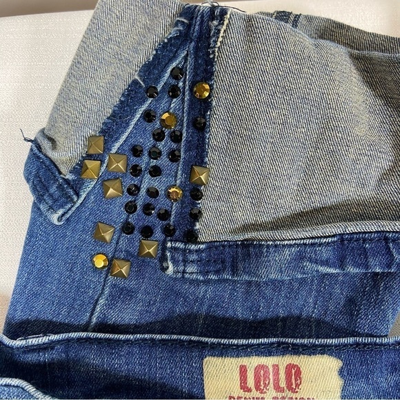 Lolo Denim Design Classic Skinny Crop with Embellished Cuff Junior Size 11 - Picture 7 of 13